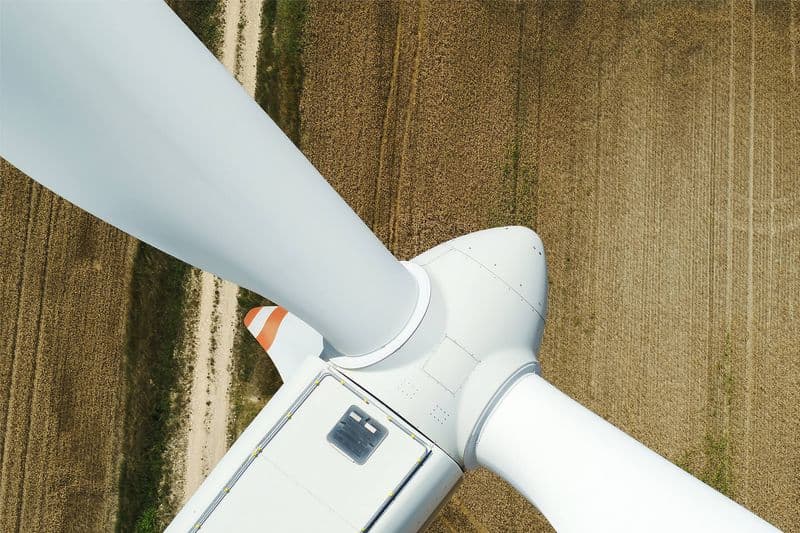 Rotorblatt einer Windkraftanlage von oben