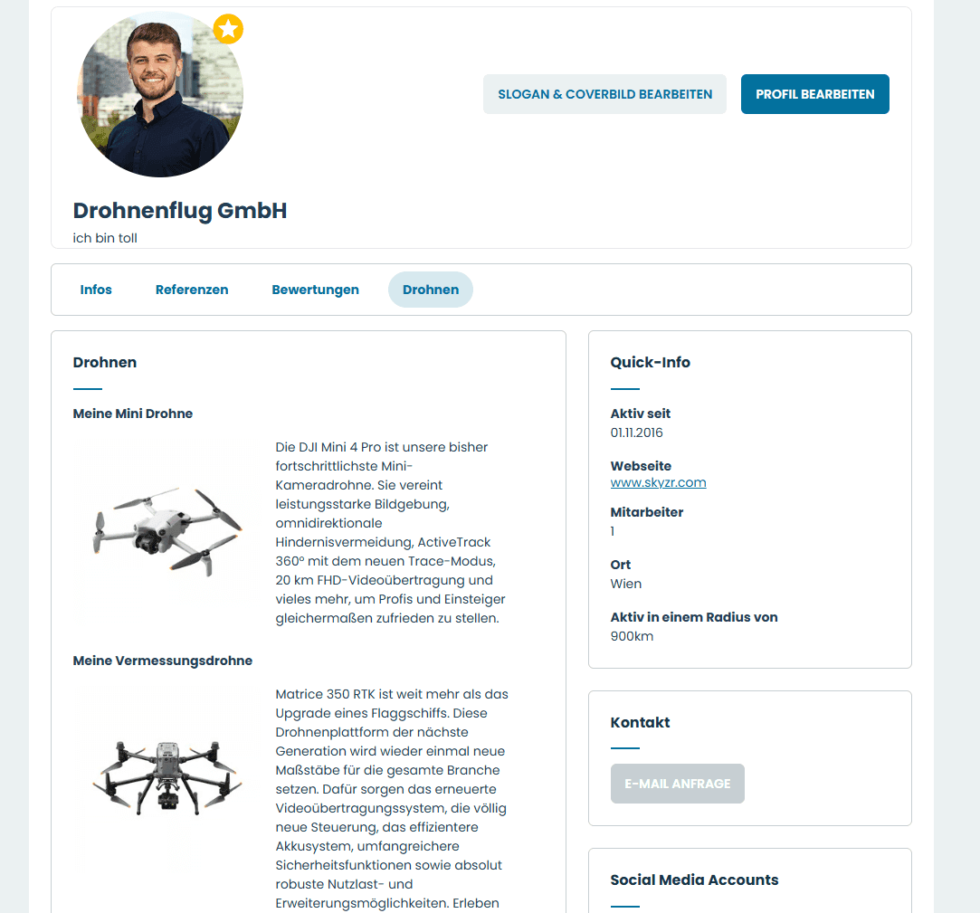 Showcasing your drones on your public profile