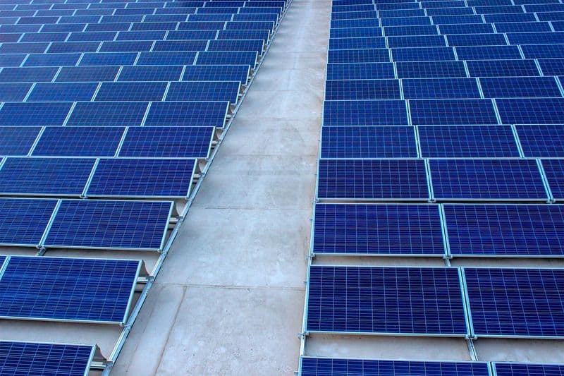 Ground-mounted solar plant from above