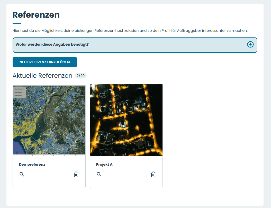 Präsentierte Referenzarbeiten im Profil