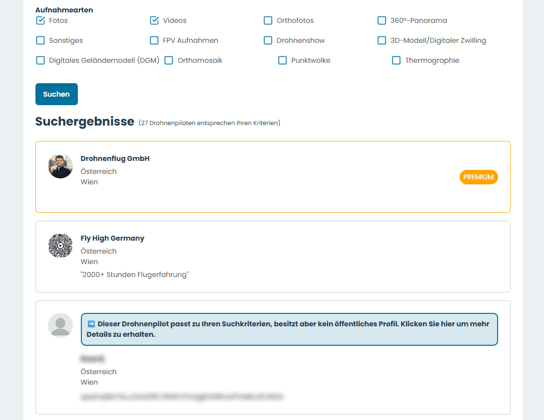 Kunde findet Drohnenpiloten ohne eigenen Account