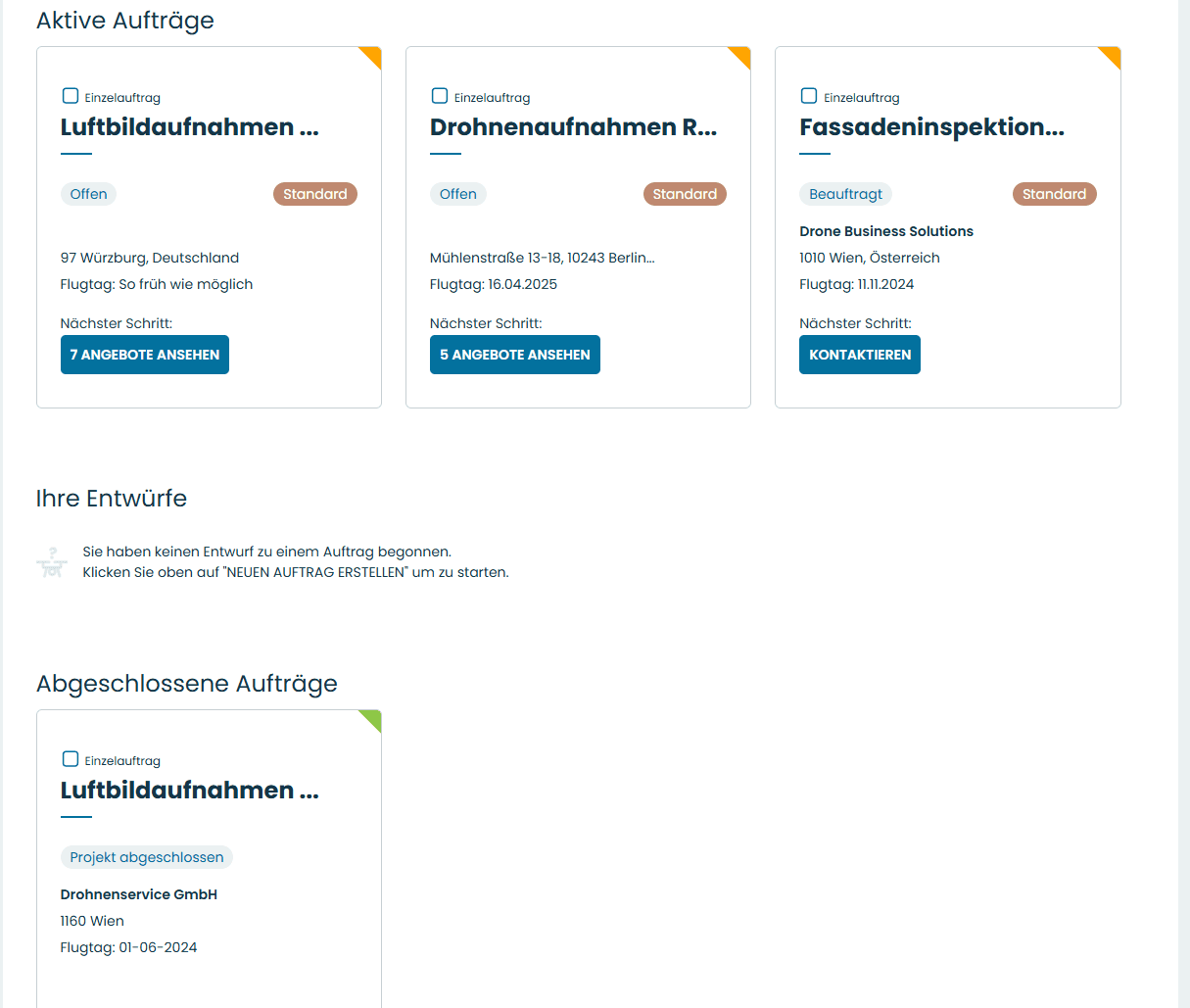 Job status display in the Job Brokering platform