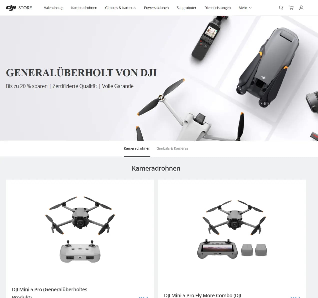 dji refurbished gebrauchte drohnen startseite
