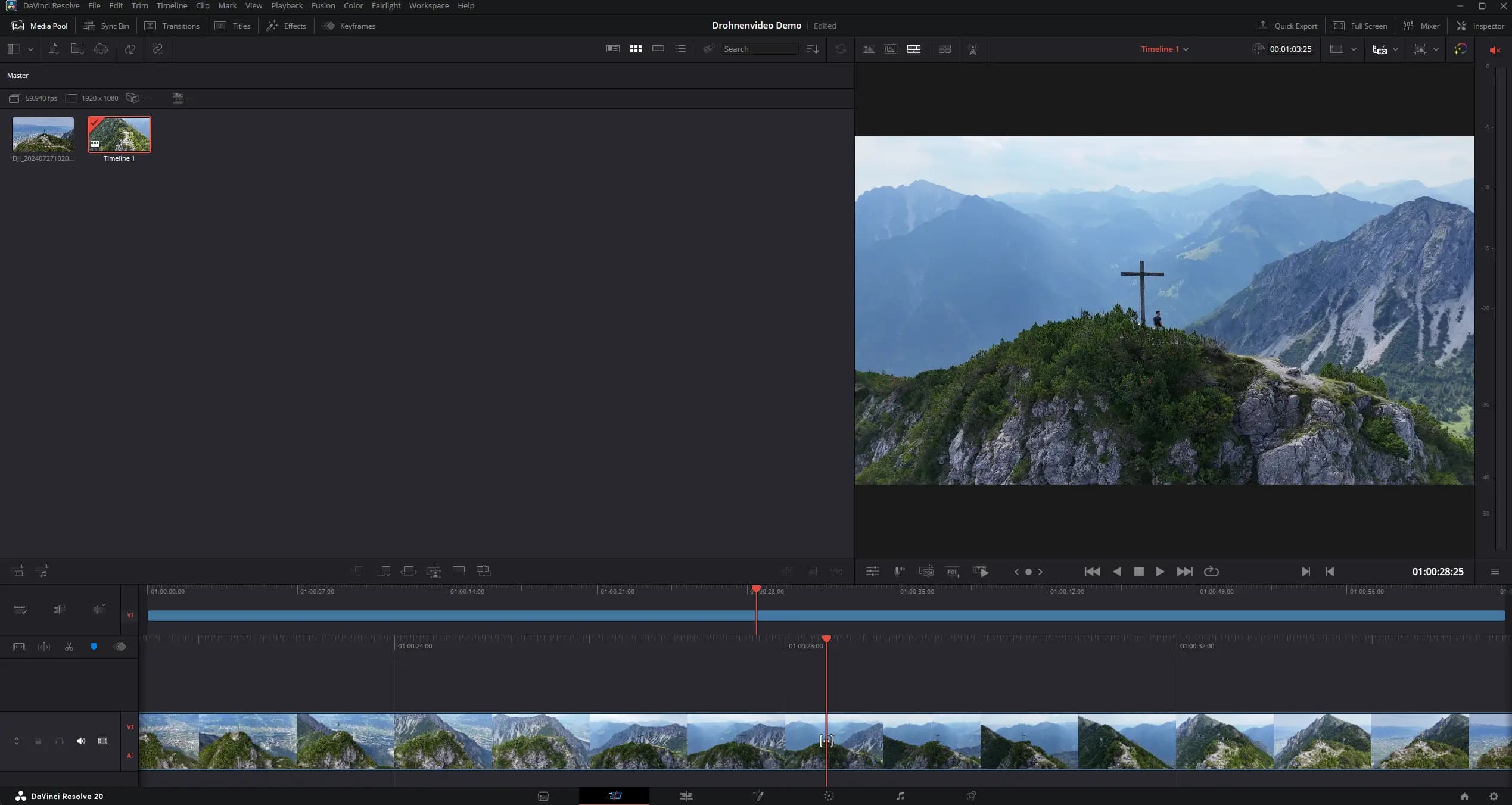 davinci resolve drohnenvideo timeline
