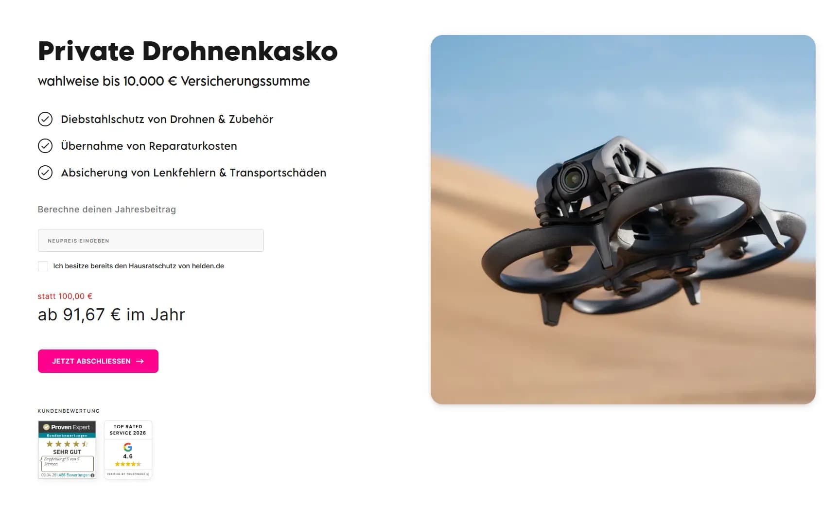 drohnen kaskoversicherung helden webseite
