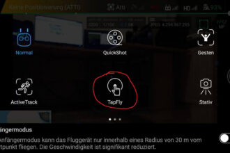 DJI TapFly Einstellungen Auswahl