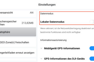 dji fly app local data mode privatsphäre