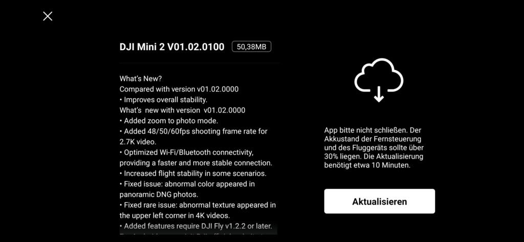 dji mini 2 firmware update v01.02.0100 patch notes