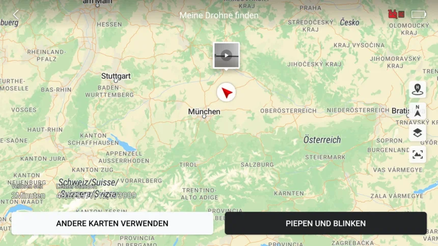 DJI Fly App Find My Drone screenshot coordinates
